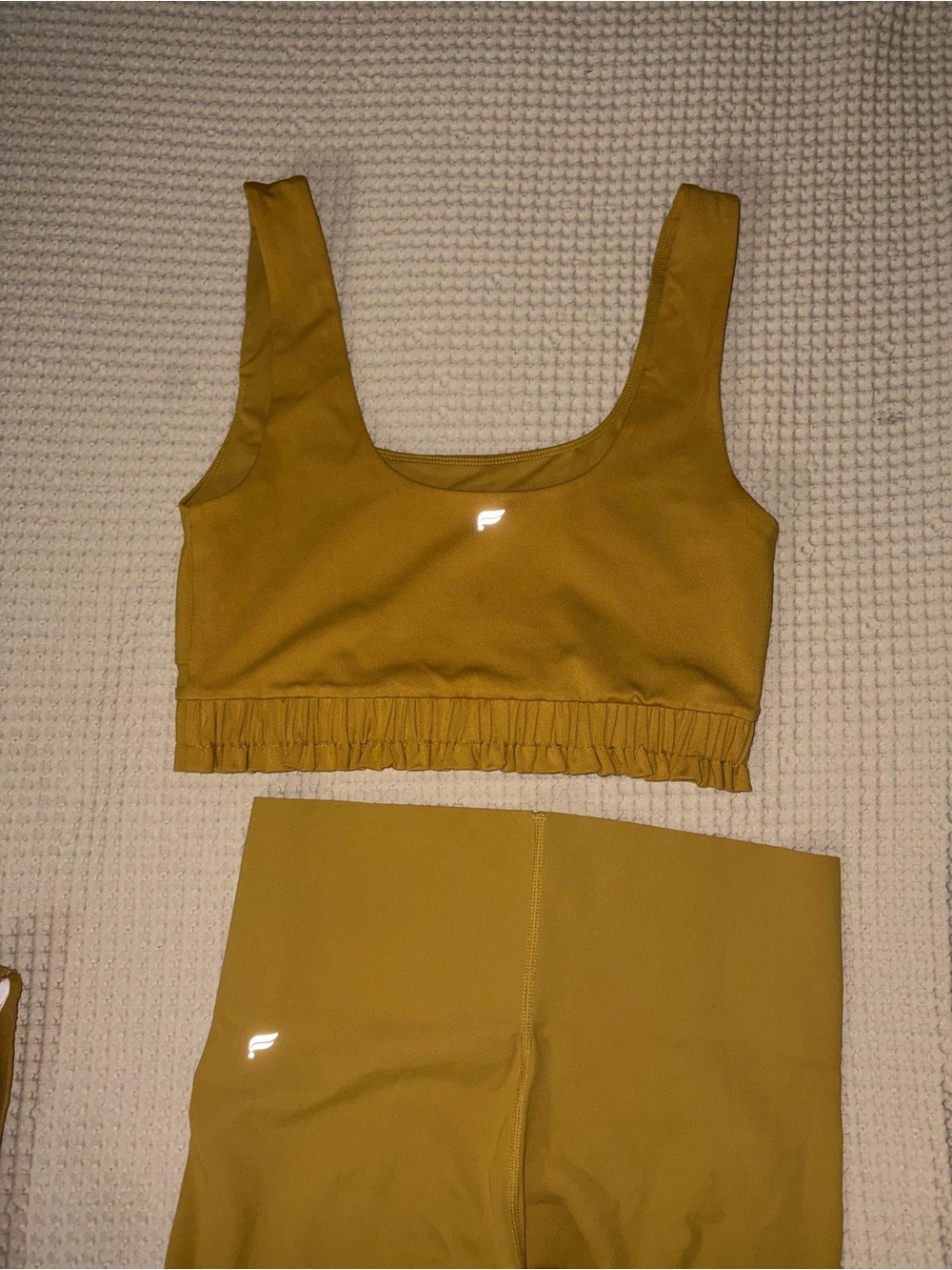 Fabletics Mustard High-Waist Leggings with Matching Crop Top Set - Picture 6 of 6